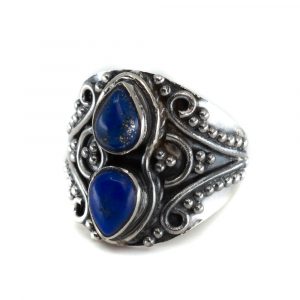 Gemstone Ring Lapis Lazuli 925 Silver "Vizrea" (Size 17)