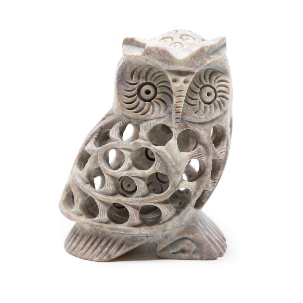 Owl Statue Stone with Baby (50 mm)