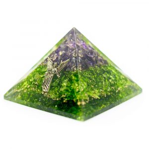 Orgonite Pyramid of Amethyst and Peridot with Archangel Raphael (40 mm)