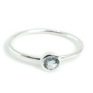 Birthstone Ring Aquamarine March - 925 Silver - Silver (Size 17)