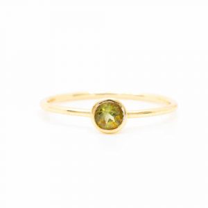 Birthstone Ring Peridot August - 925 Silver & Gold-plated  (Size 17)