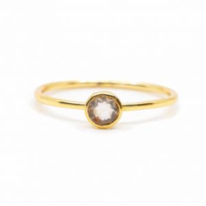 Birthstone Ring Rose Quartz October - 925 Silver (Size 17)
