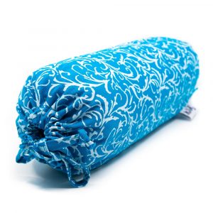 Yoga Mini Neck Bolster Blue Round Cotton - 34 x 10 x 10 cm
