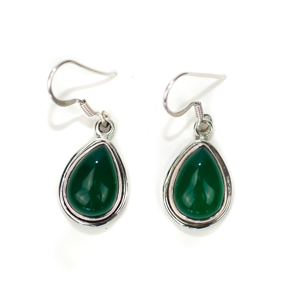 Gemstone Earrings Green Onyx 925 Silver "Kirih"