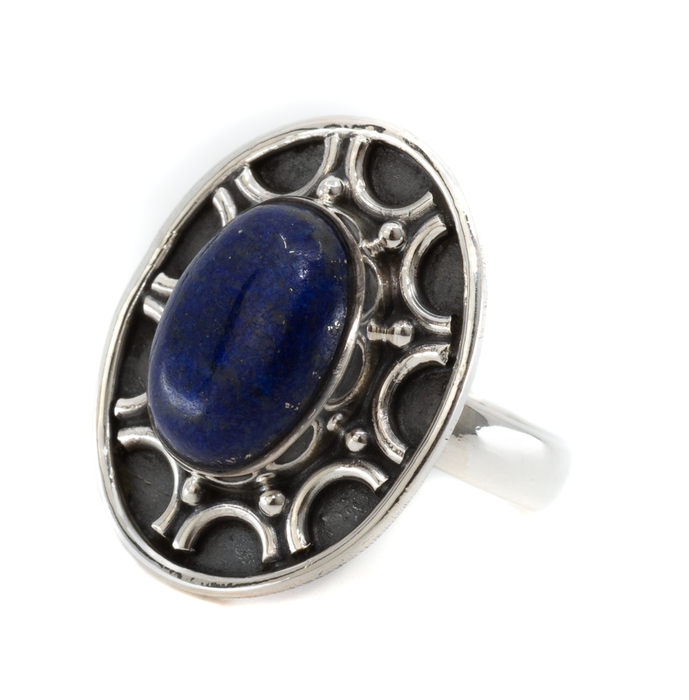 Gemstone Ring Lapis Lazuli 925 Silver "Dissada" (Size 17)