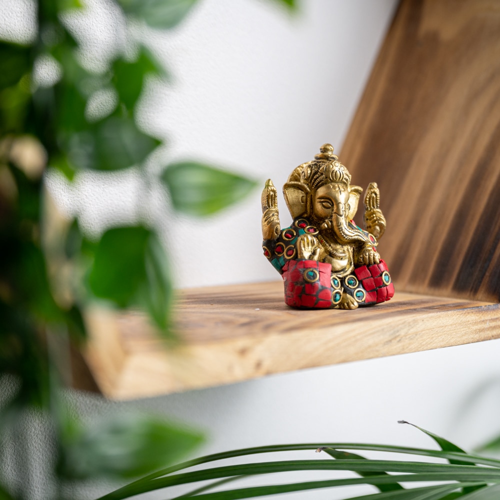 Ganesha statue painted brass (5 cm)