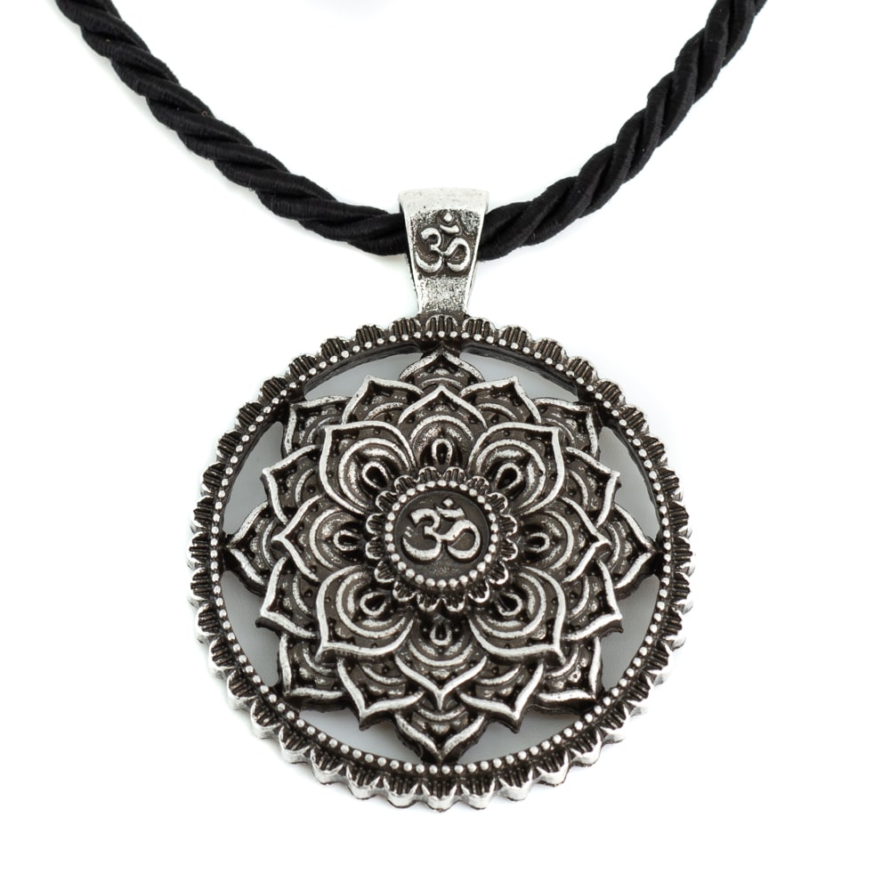 Tibetan Mandala OHM Necklace - Silver Colored (40 mm)