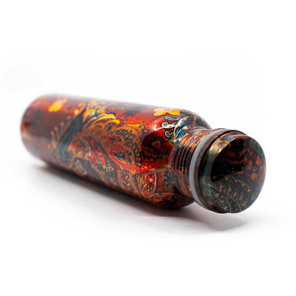 red painted pattern copper water bottle