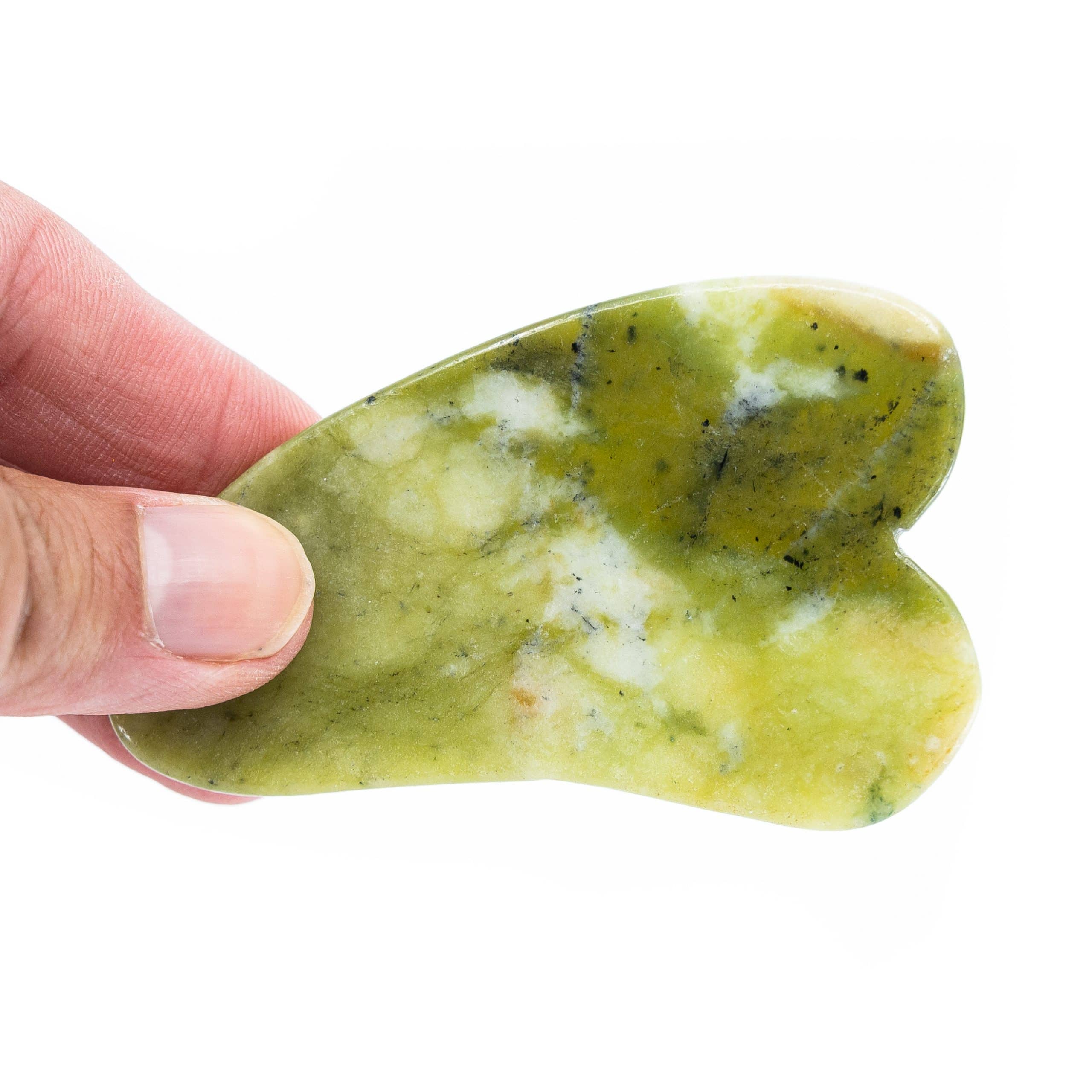 green jade gua sha scraper heart