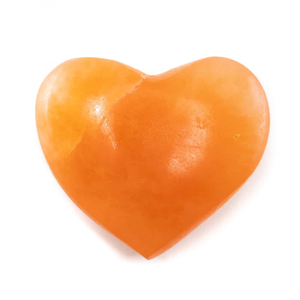 Worry Stone Heart Selenite Orange 50 mm