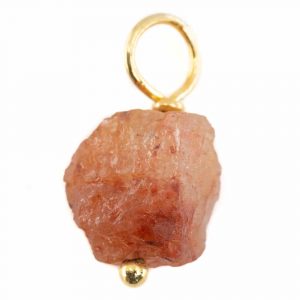 Raw Gemstone Pendant Strawberry Quartz 925 Silver and Gold Plated (8 - 12 mm)