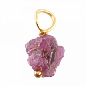 Raw Gemstone Pendant Pink Tourmaline 925 Silver and Gold Plated (8 - 12 mm)