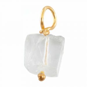 Raw Gemstone Pendant White Topaz 925 Silver and Gold Plated (8 - 12 mm)