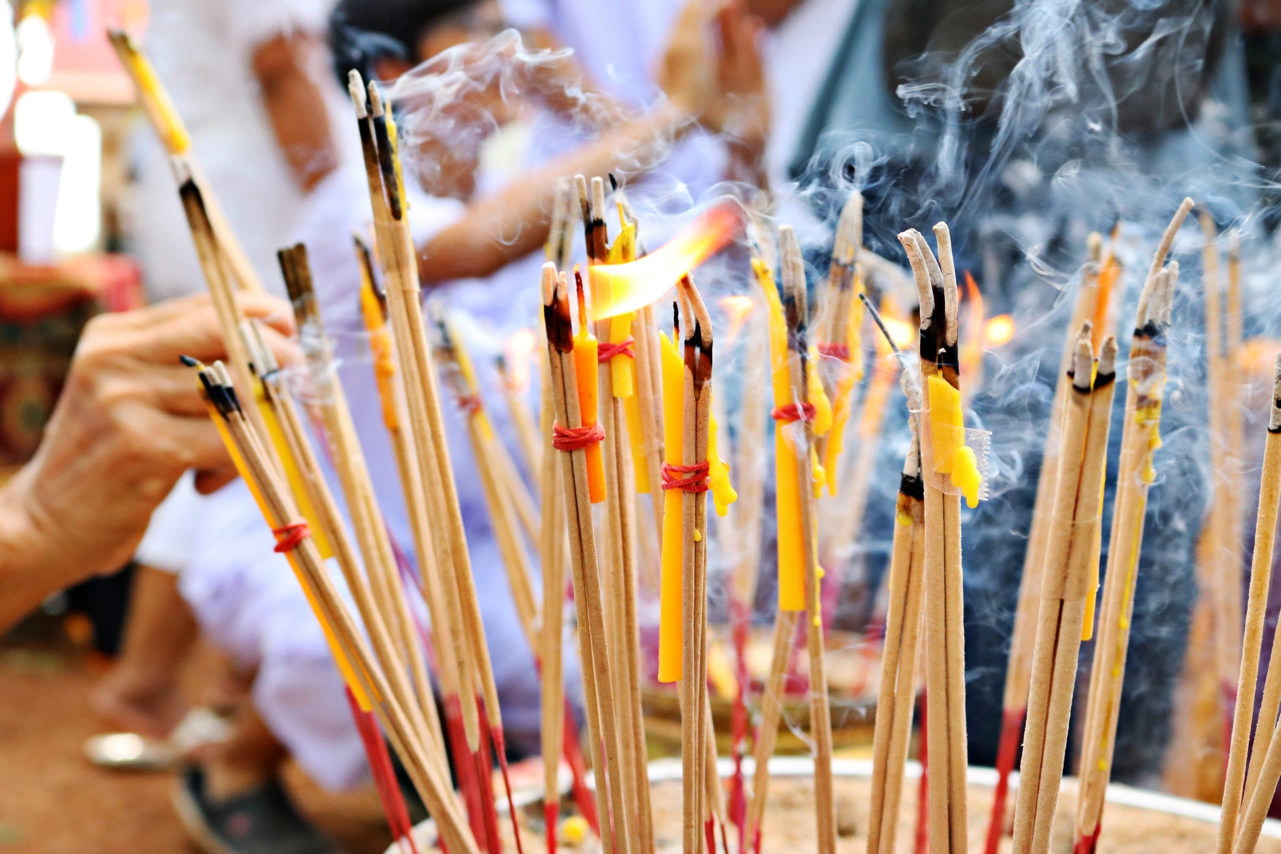 traditional incense sticks burning