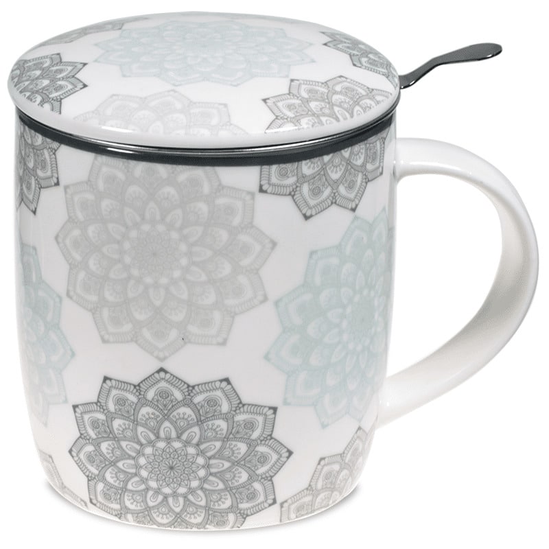 Tea Mug Set Mandala Grey