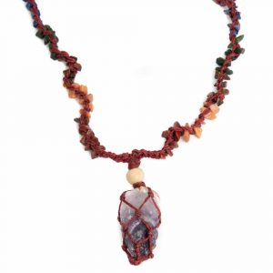 Raw Gemstone Pendant Amethyst with Chakra Necklace