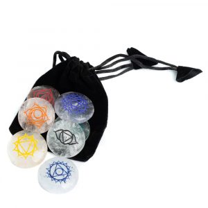 Chakra Gemstones Rock Crystal in Pouch - Set of 7