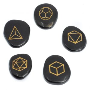 Pocket Stones Black Jasper 'Sacred Geometry' - 5 Stones