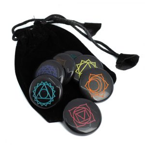 Chakra Gemstones Black Agate in Pouch - Set of 7