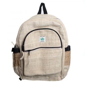 Hemp Backpack Natural with 2 Front Pockets (42 x 30 x 8 cm)