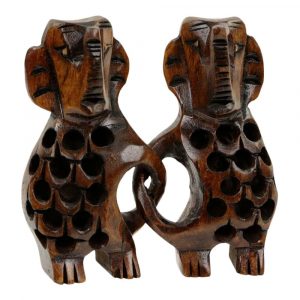 Wooden Elephants Linked Arms