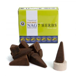 Golden Nag 7 Herbs Incense Cones (1 Pack)