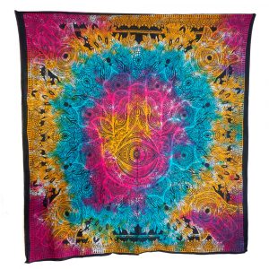 Authentic Cotton Tapestry with Hamsa Hand Colorful (220 x 220 cm)