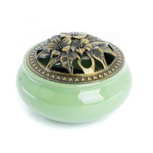 Traditional Tibetan Ceramic Incense Burner Green