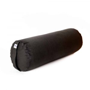Yoga Bolster Black Round Cotton - Plain - 59 x 21,5 cm