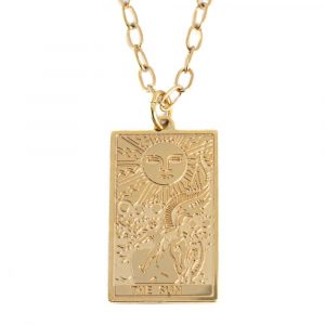 Amulet Tarot 'The Sun' Stainless Steel - Gold Colored - 22 mm