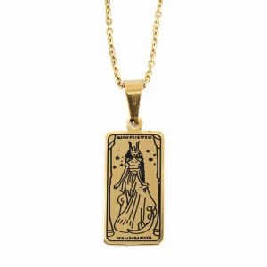 Amulet Tarot 'The High Priestess' Stainless Steel Gold Colored