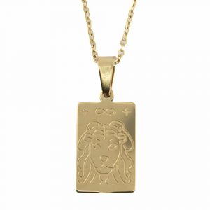 Stainless Steel Horoscope Pendant Leo Gold Colored - 20 mm
