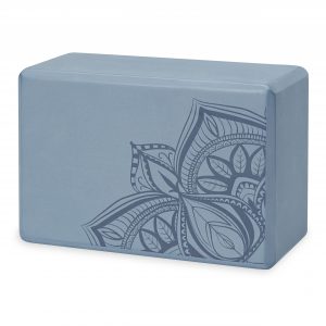 Gaiam Yoga Block Foam Rectangular Blue with Print - 23 x 15 x 10 cm