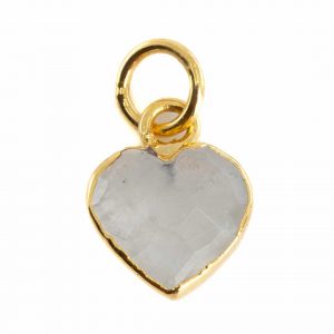 Gemstone Pendant Rainbow Moonstone Heart - Gold-Plated - 10 mm