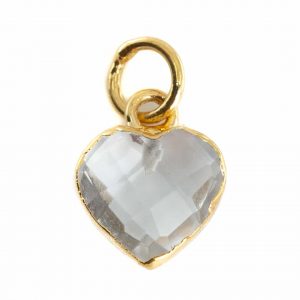 Gemstone Pendant Rock Crystal Heart - Gold-Plated - 10 mm