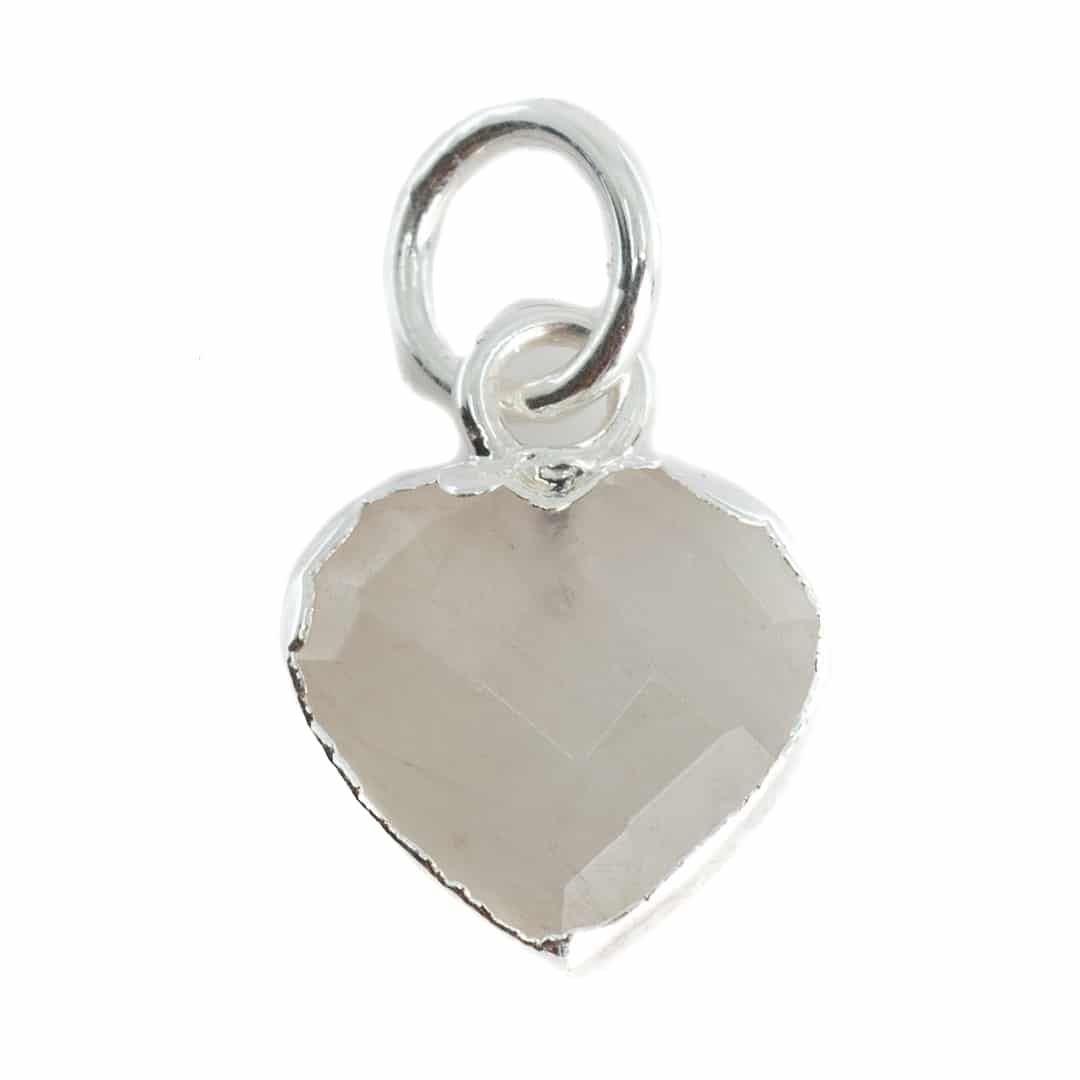 Gemstone Pendant Rainbow Moonstone Heart - Silver-Plated - 10 mm