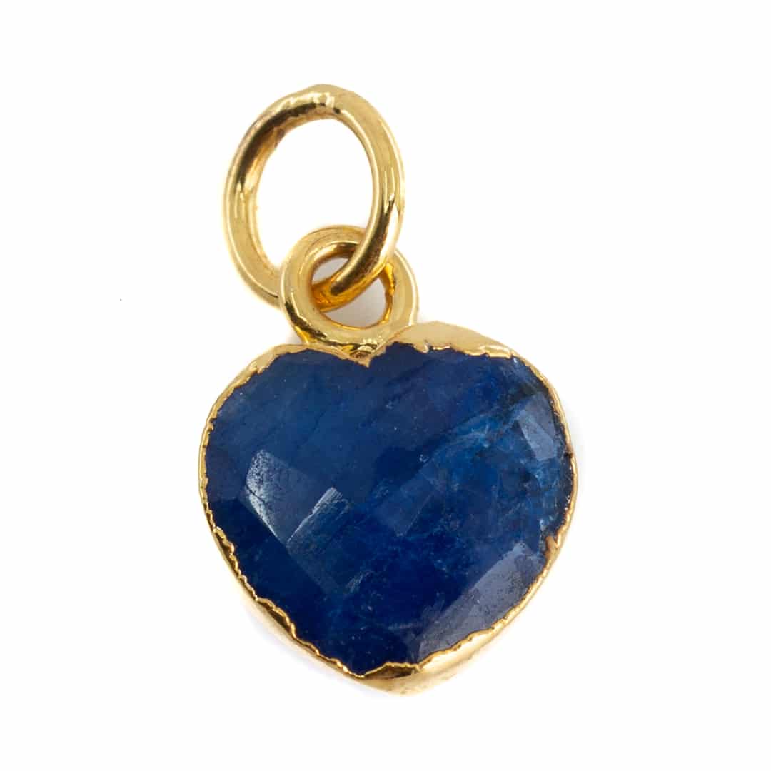 Gemstone Pendant Sapphire (Tinted) Heart - Gold Plated - 10 mm
