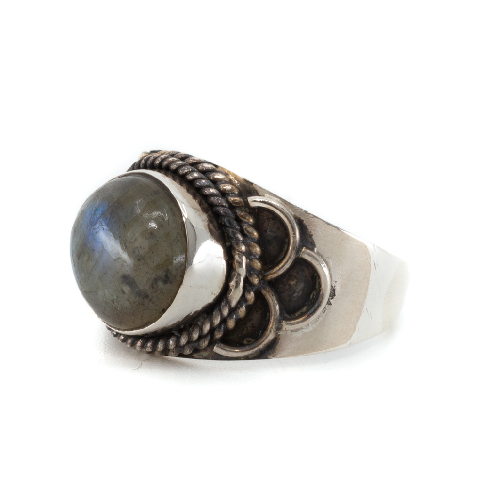 Gemstone Ring Labradorite 925 Silver "Jisha" (Size 16)