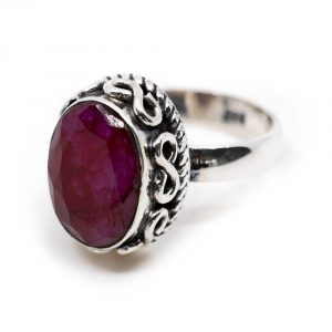 Gemstone Ring Ruby Quartz 925 Silver "Amaya" (Size 19)