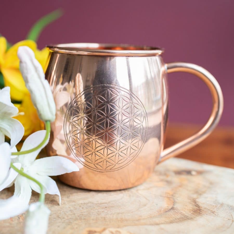 flower of life mandala copper drinking cup