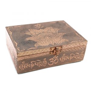 Tarot or Jewelry Box Lotus/ OHM Bronze (17.5 cm)