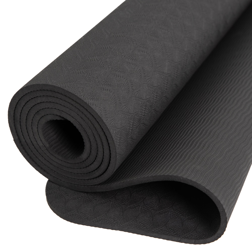 Spiru TPE Yoga Mat Black - Extra Thick - 6 mm - 183 x 61 cm