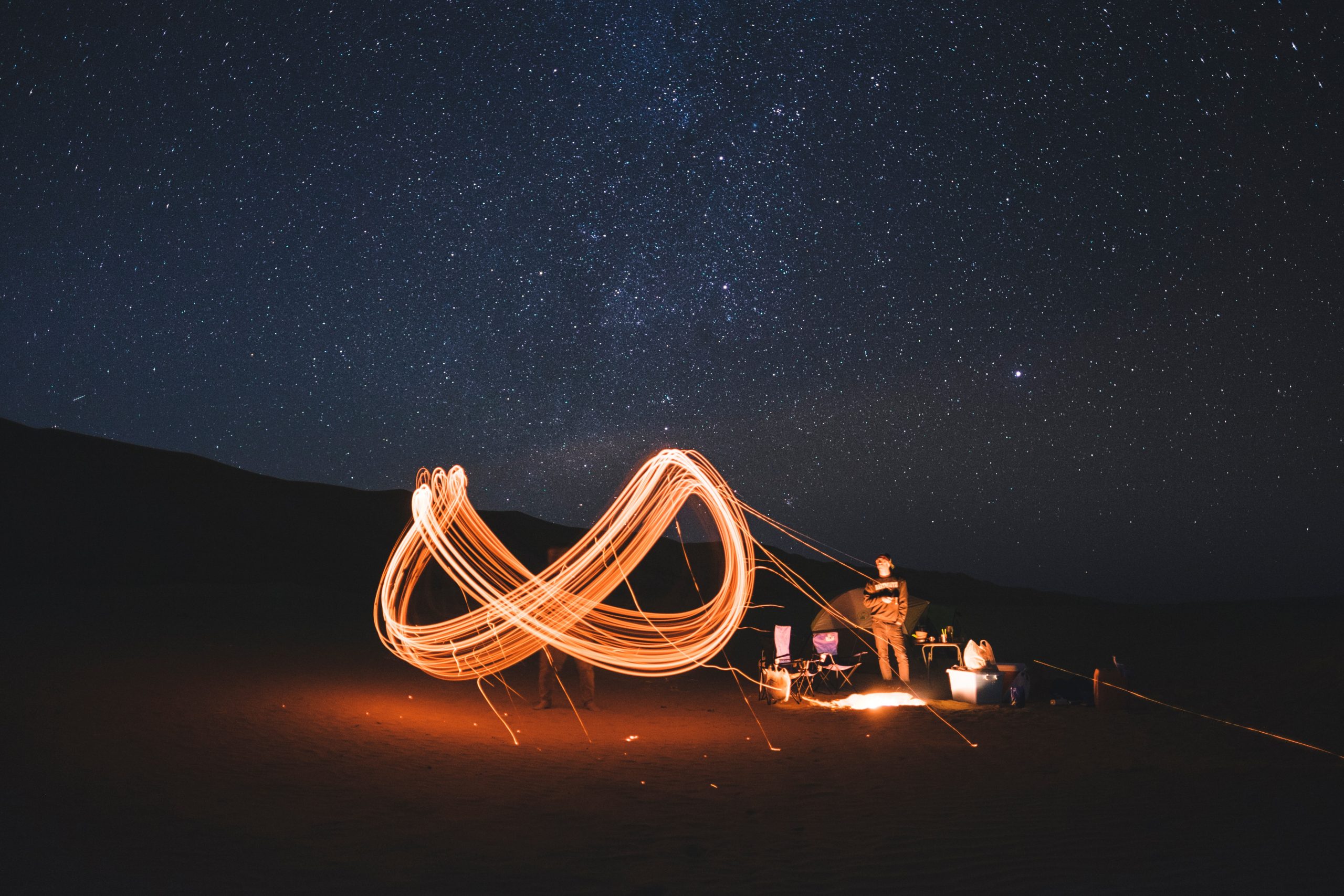 camp fire infinity symbol starry sky