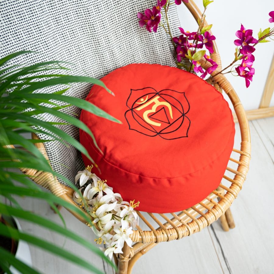 red first chakra meditation cushion