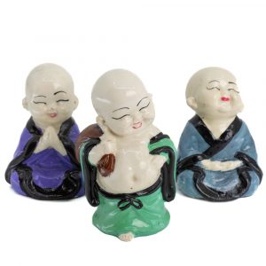 Happy Buddha Statue Cheerful Colors - Set of 3 - approx. 9cm
