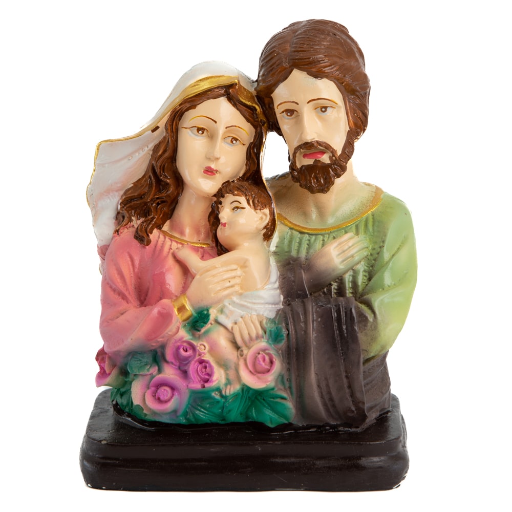 Statue of Mary and Joseph with Baby Jesus - Hand Painted (14 cm)