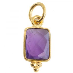 Gemstone Pendant Amethyst Rectangle - 925 Silver & Gold Plated - 8 mm