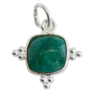 Gemstone Pendant Emerald (Tinted) Square - 925 Silver - 8 mm