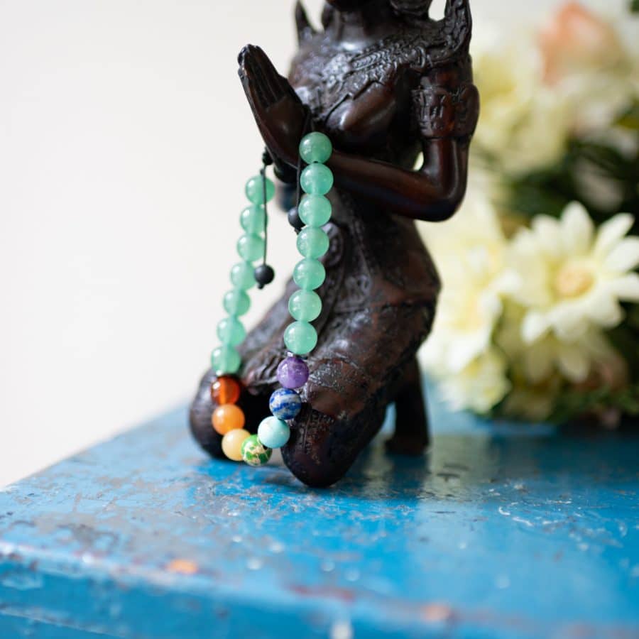 tara buddha with chakra beads green aventurine