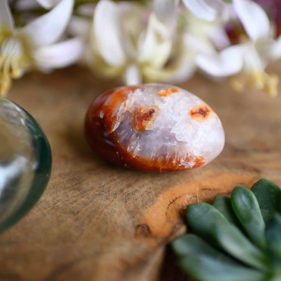 orange agate polished stone